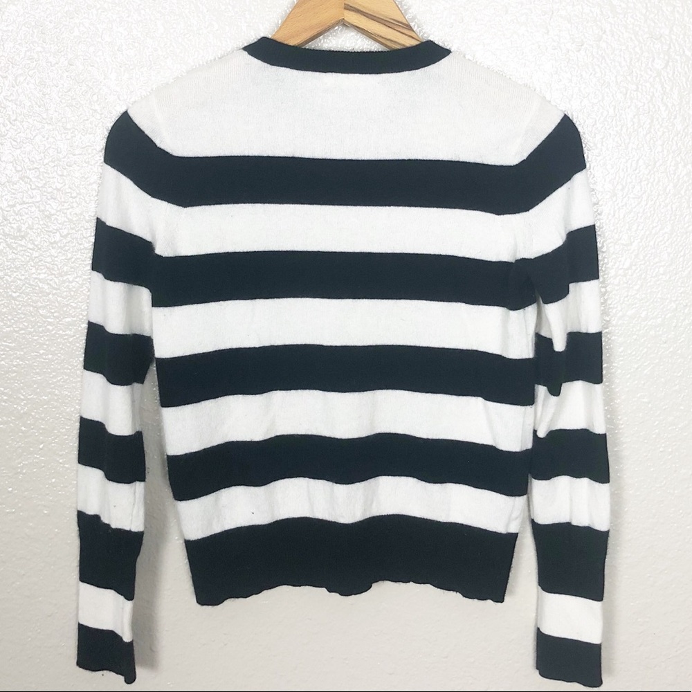 rag & bone Black and White Striped Cashmere Wool Blend Sweater - Picture 2 of 4